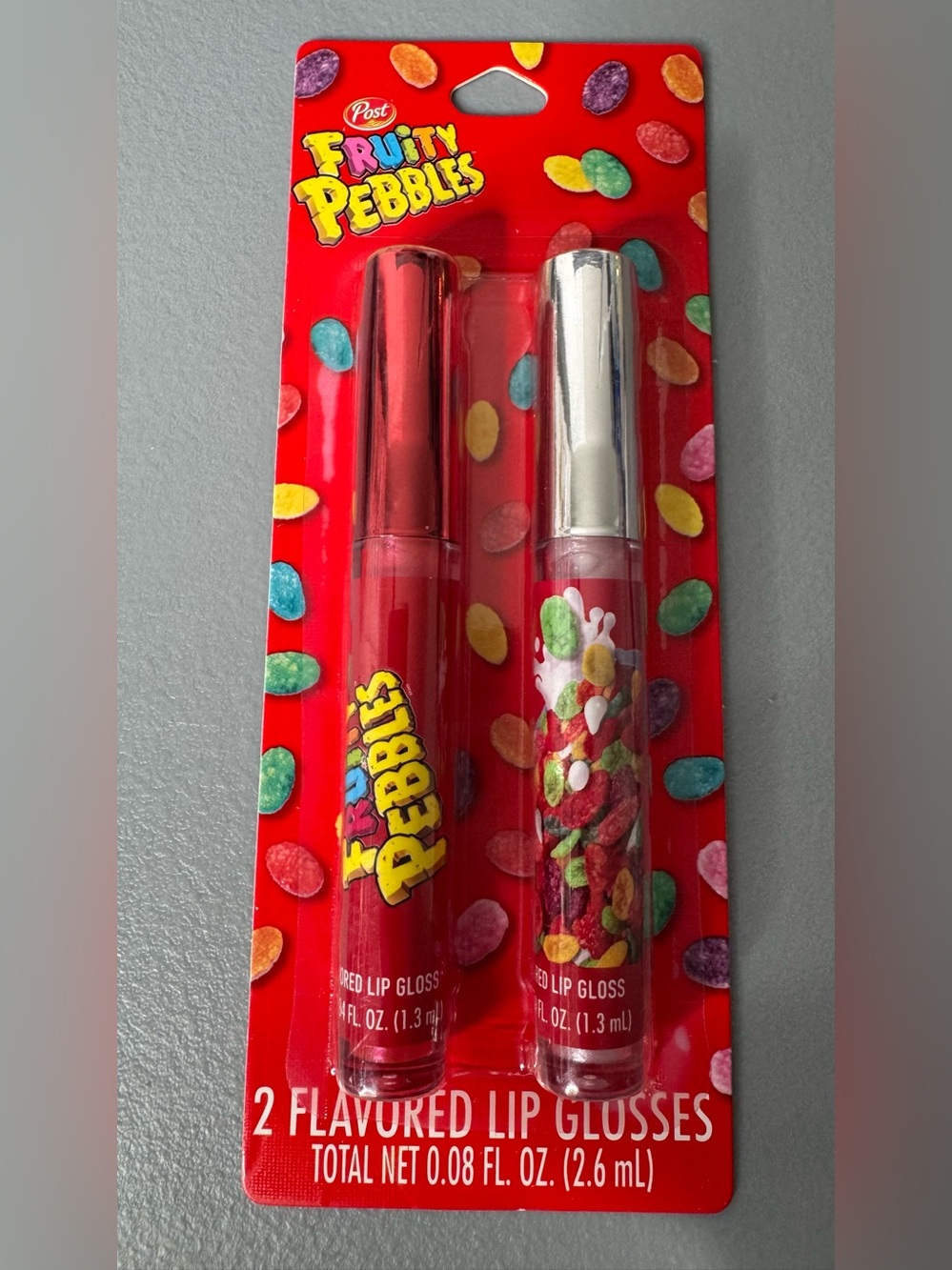 Fruity Pebbles cereal flavored Red Lip Gloss Duo novelty